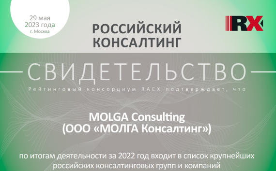 MOLGA Consulting снова вошла в «Список крупнейших консалтинговых групп и компаний России»